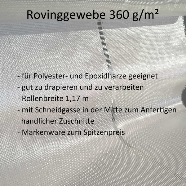 Rovinggewebe 360 g/m² Leinwand, Feinrovinggewebe,Glasfasergewebe