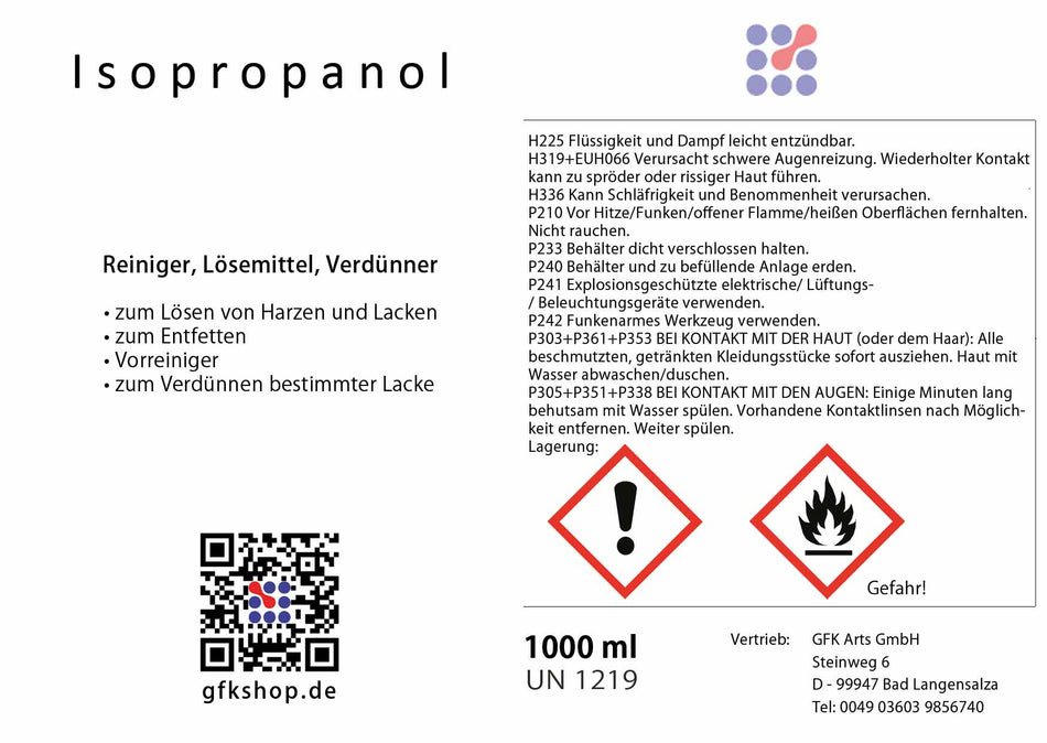 Isopropanol, Oberflächenreiniger, Verdünner, Lösemittel, chemisch rein 1 l bis 5 l