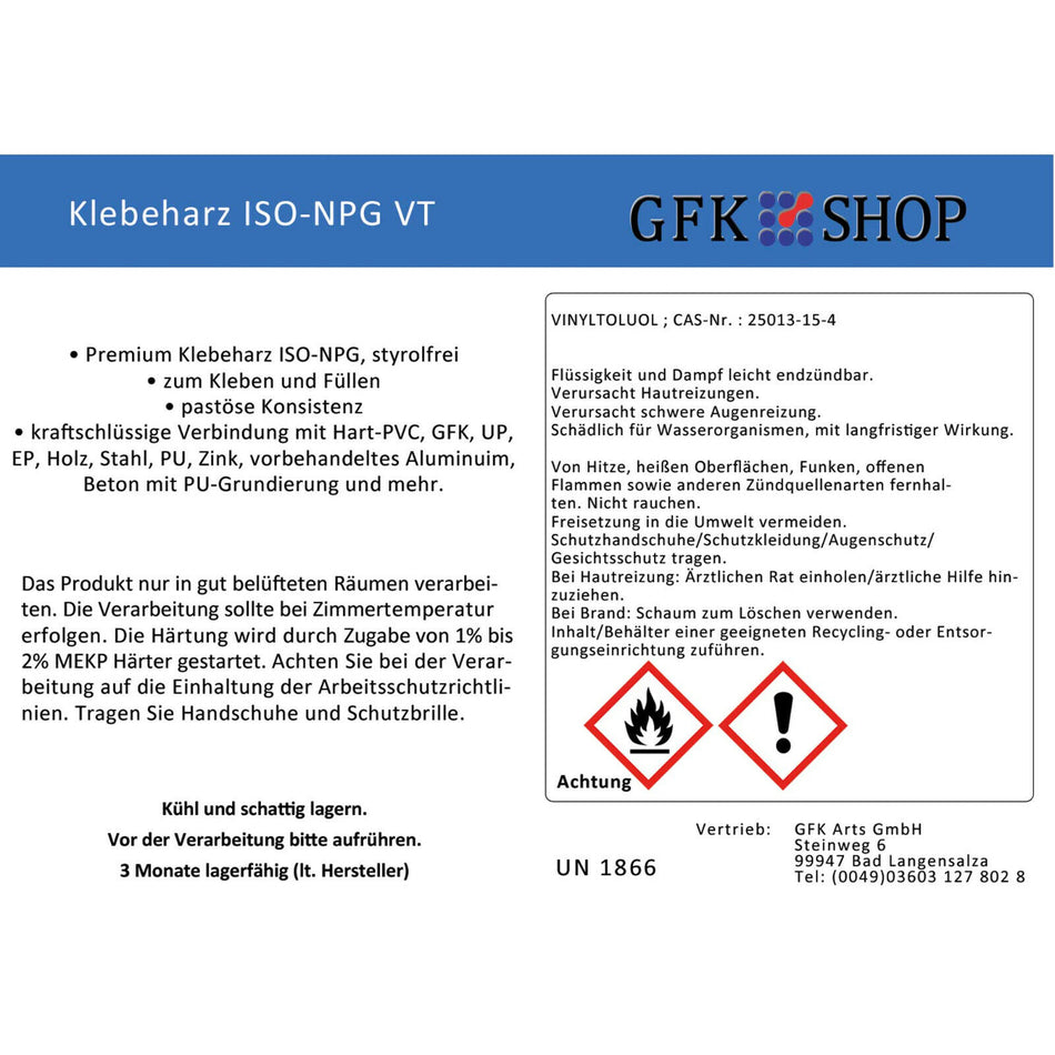Klebeharz ISO NPG VT 1 kg bis 5 kg