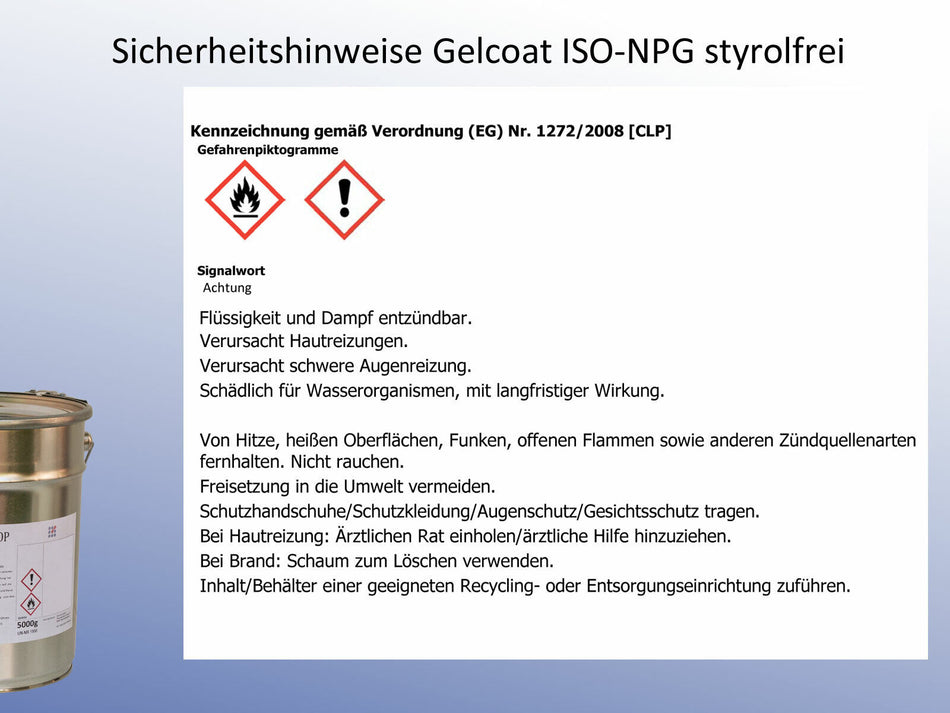 Gelcoat Ortho & Iso-NPG VT 1kg o. 5kg styrolreduziert, plus Farbpaste nach Wahl