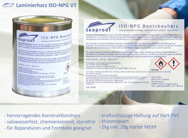 seaproof Polyesterharz & Topcoat - Gelcoat Reparatur - Bootsbau ISO-NPG VT Harz