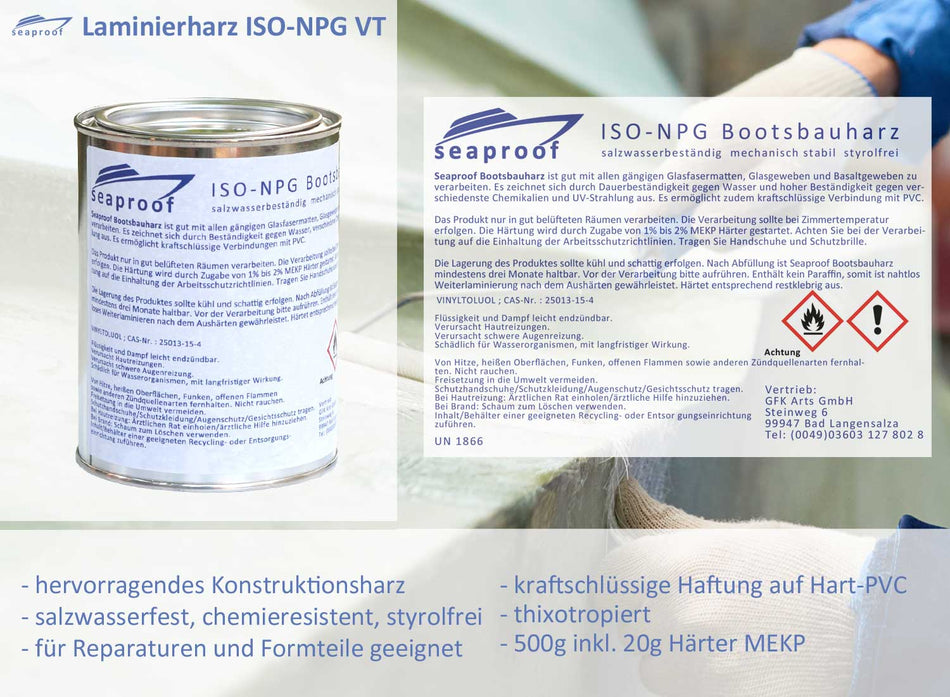 500 g Laminierharz Seaproof ISO NPG VT inkl. Härter