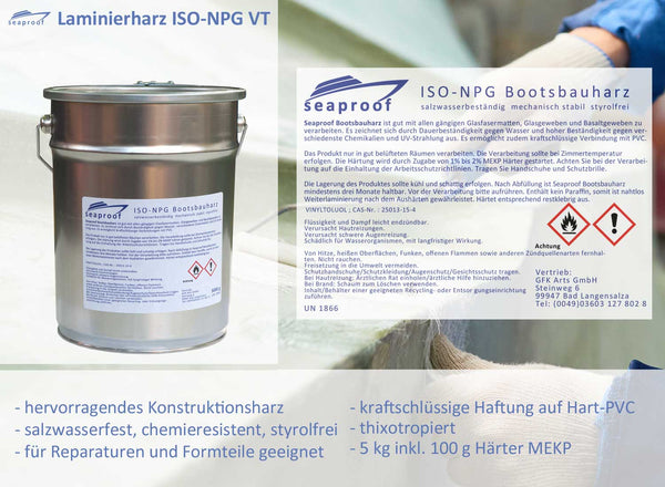 seaproof Polyesterharz & Topcoat - Gelcoat Reparatur - Bootsbau ISO-NPG VT Harz