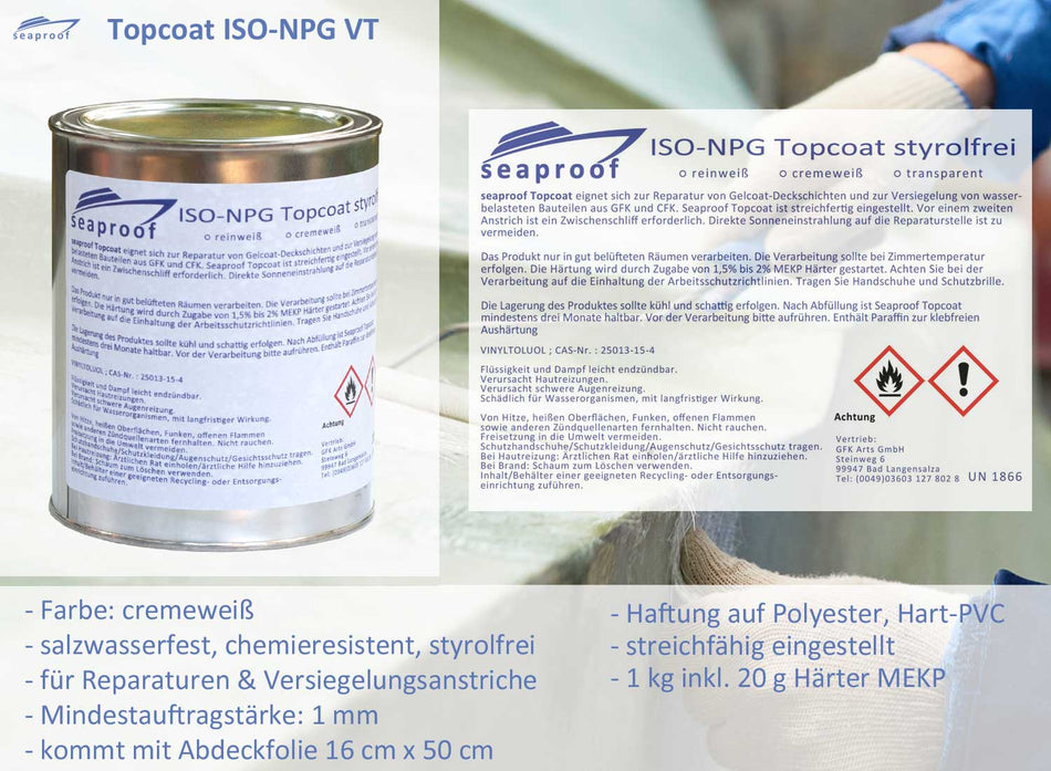 seaproof Topcoat - Gelcoat Reparatur - Bootsbau ISO-NPG VT Harz