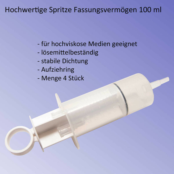 Spritze 100 ml, hochwertige Dichtung, für hochviskose Flüssigkeiten geeignet