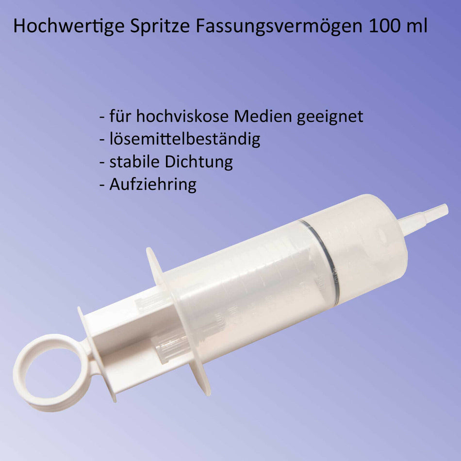 Spritze 100 ml, hochwertige Dichtung, für hochviskose Flüssigkeiten geeignet