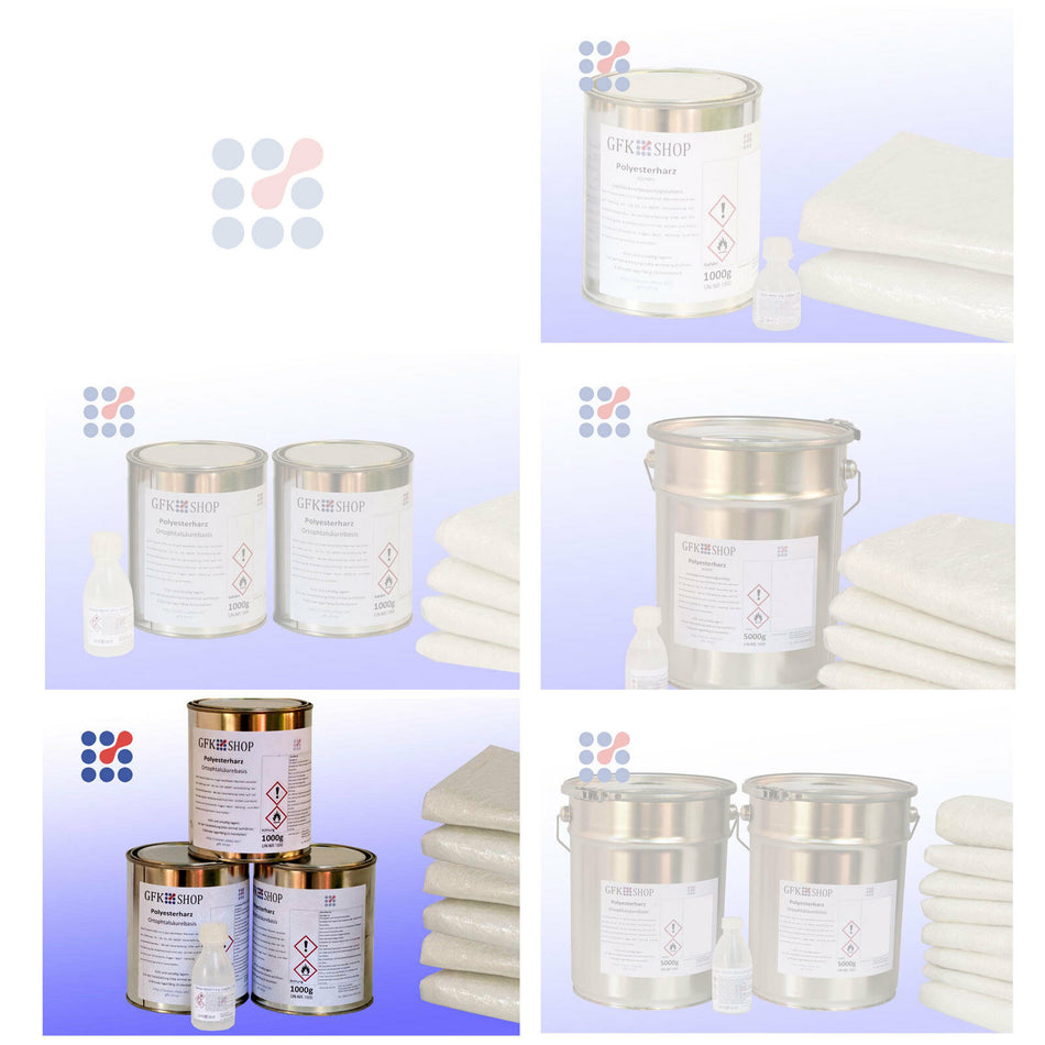 GFK Komplettset selber zusammenstellen: Ortho-Harz, Matte 375 & 600 g/m²